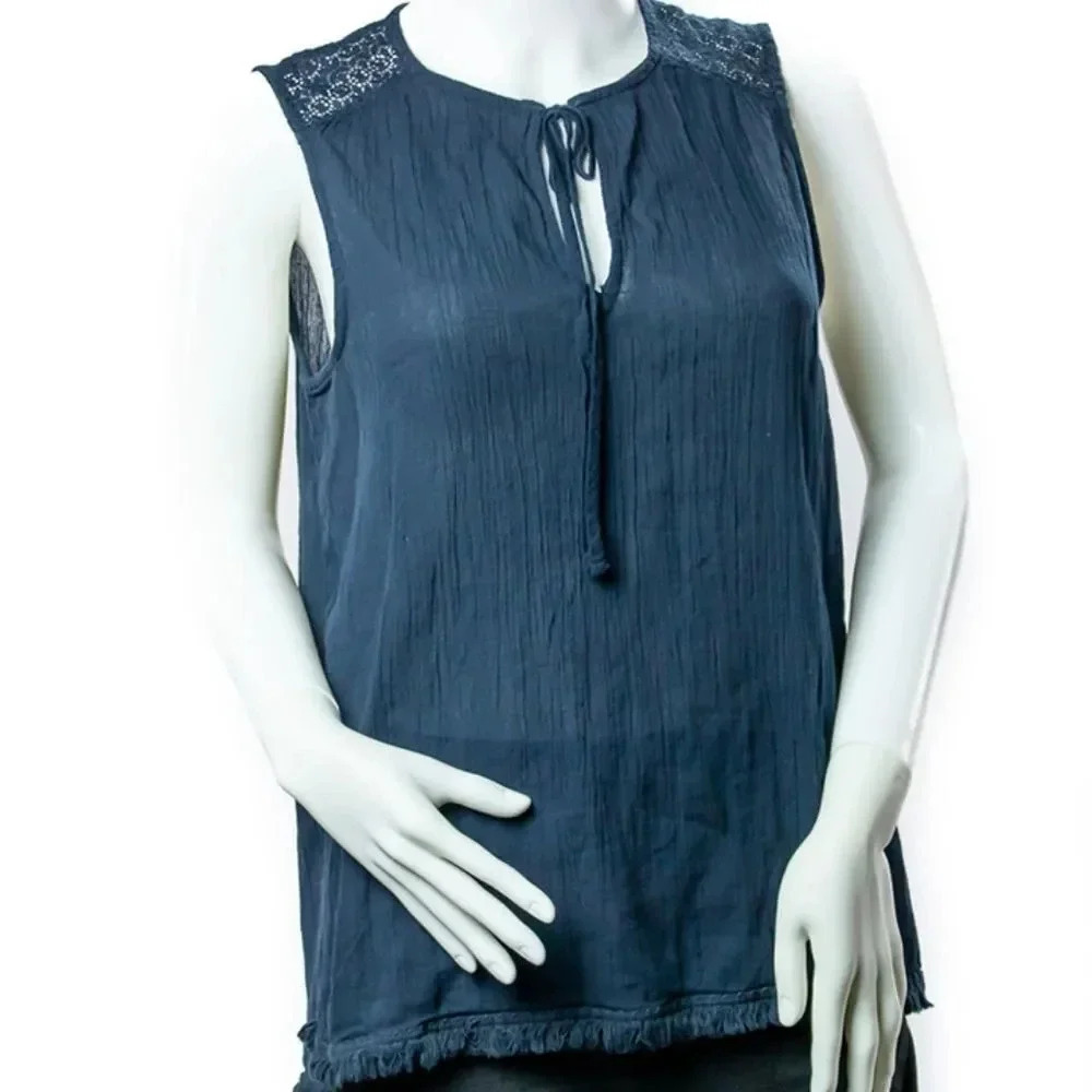 Joe Fresh Navy Gauze Sleeveless Top